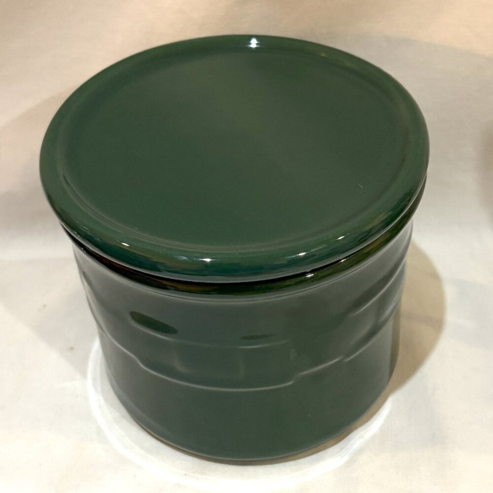 Longaberger Pottery Woven Traditions Pint Canister with Lid Ivy Green VTG USA